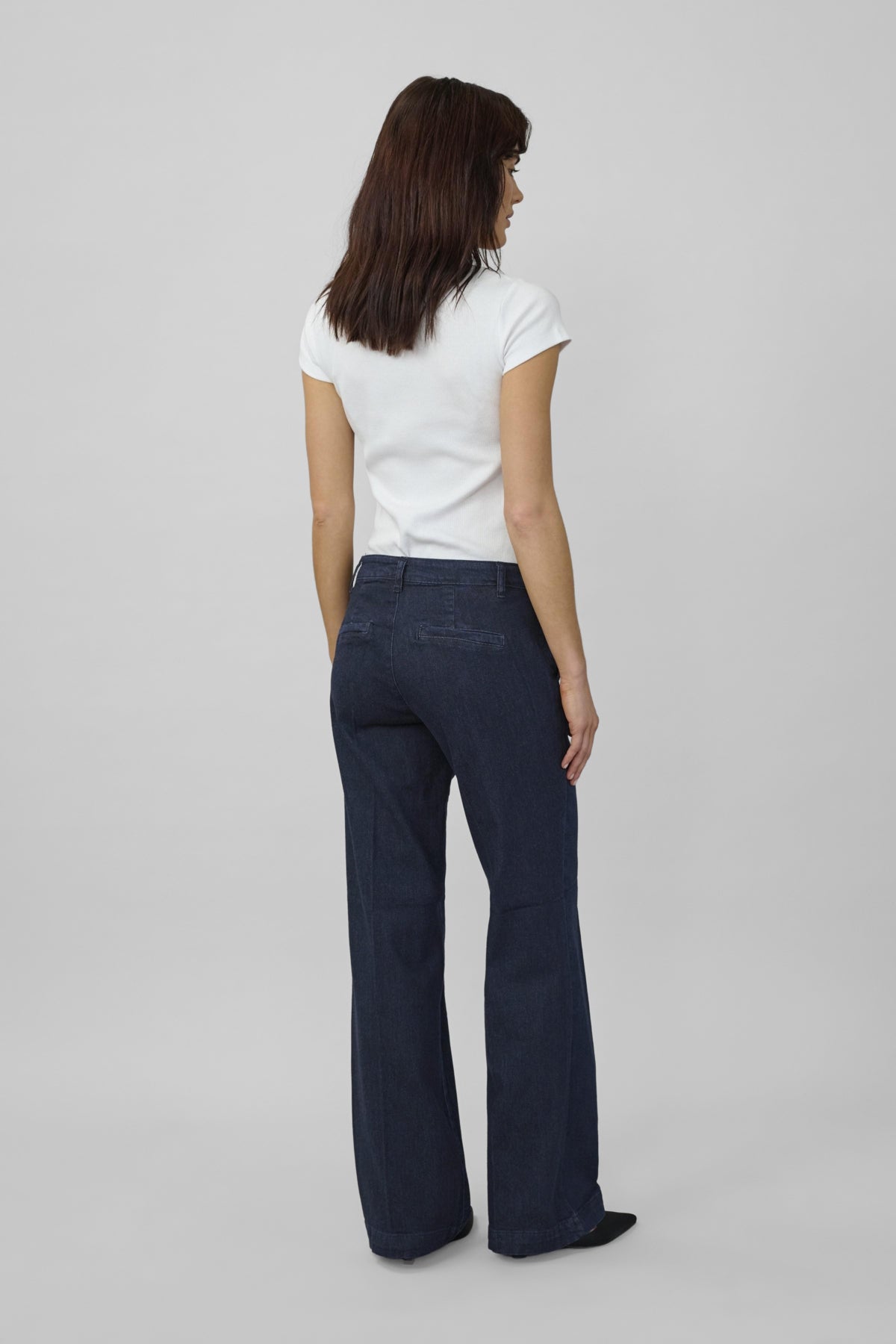 My Essential Wardrobe Lara Dark Blue Un-Wash Wide Pant