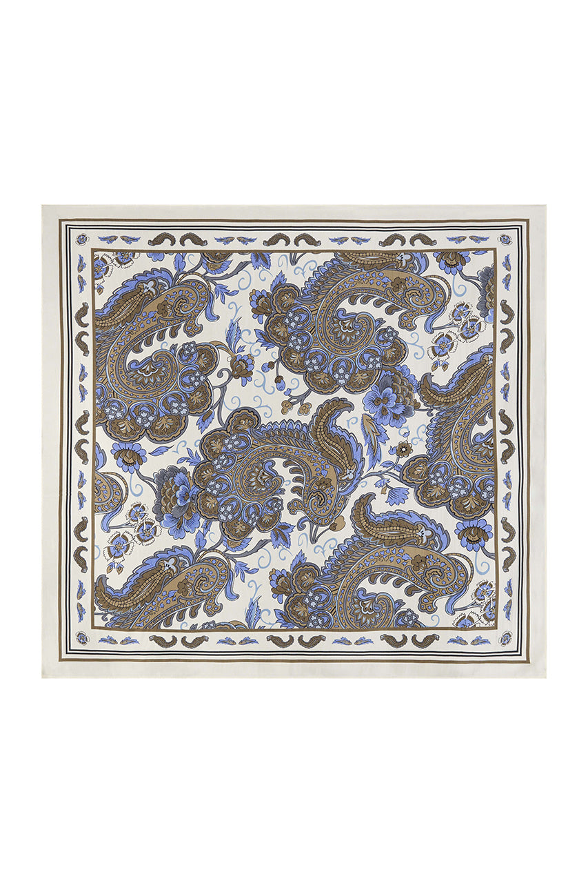 Katrin Uri Paisley Cream Silk Scarf