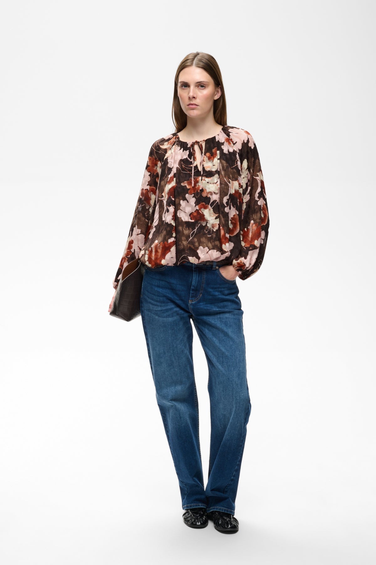 InWear Mason Balloon Brown W Pink Fall Leaves Bluse