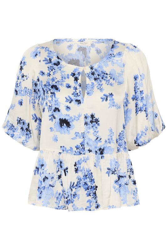 Part Two Azelia Blue Shaddow Flower Blouse