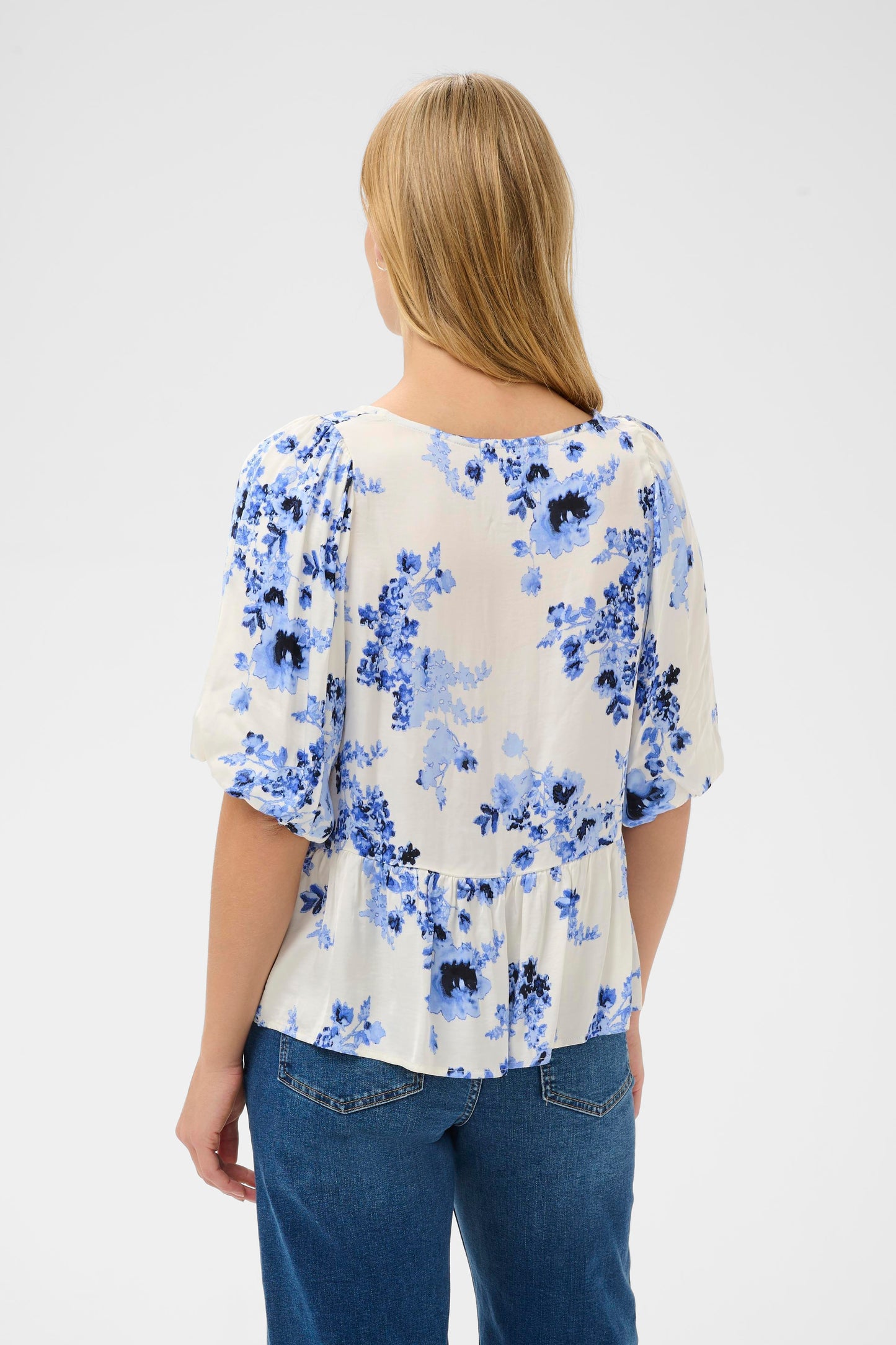 Part Two Azelia Blue Shaddow Flower Blouse