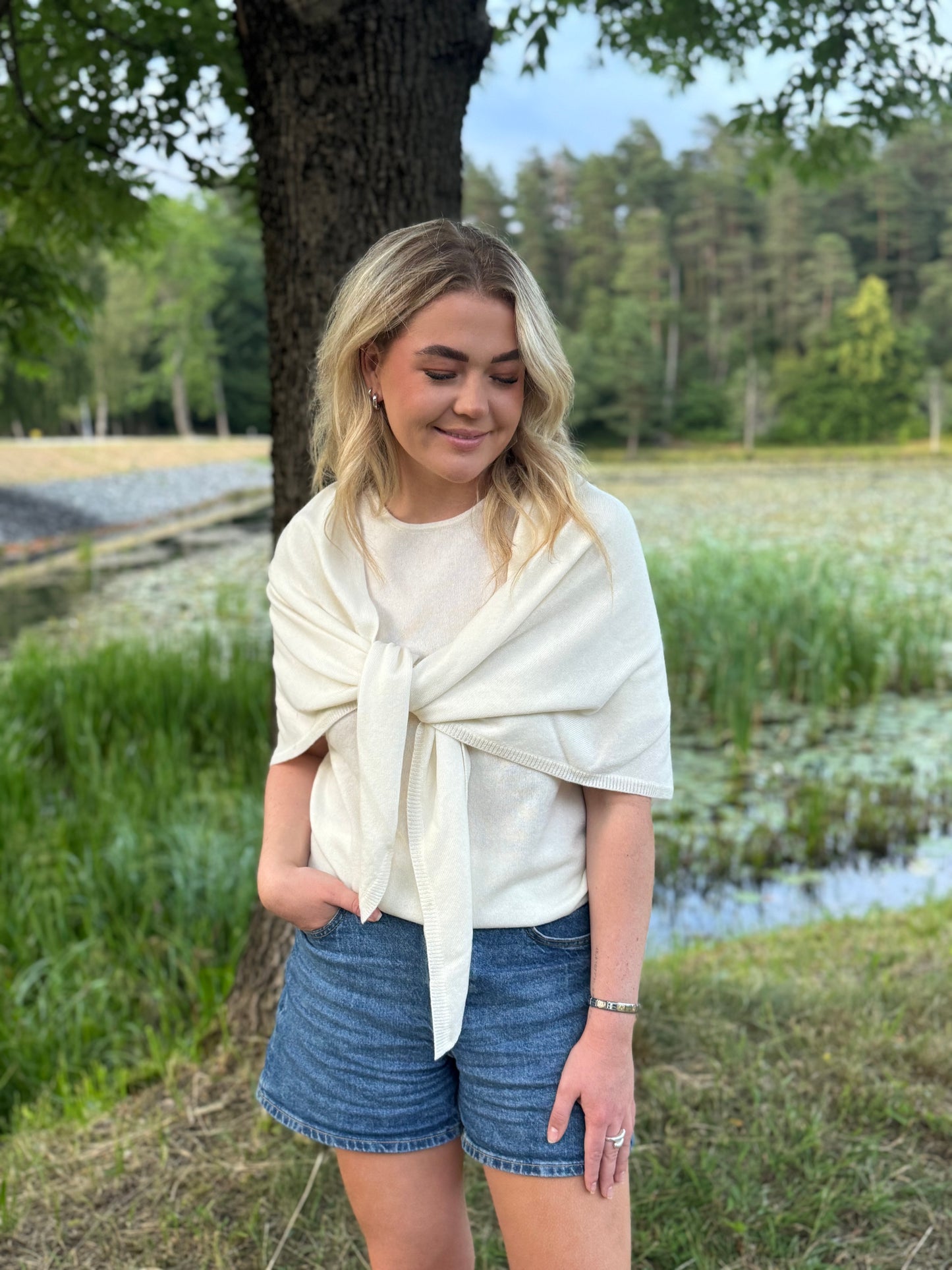 Reve Louise Trekant Skjerf Hvit