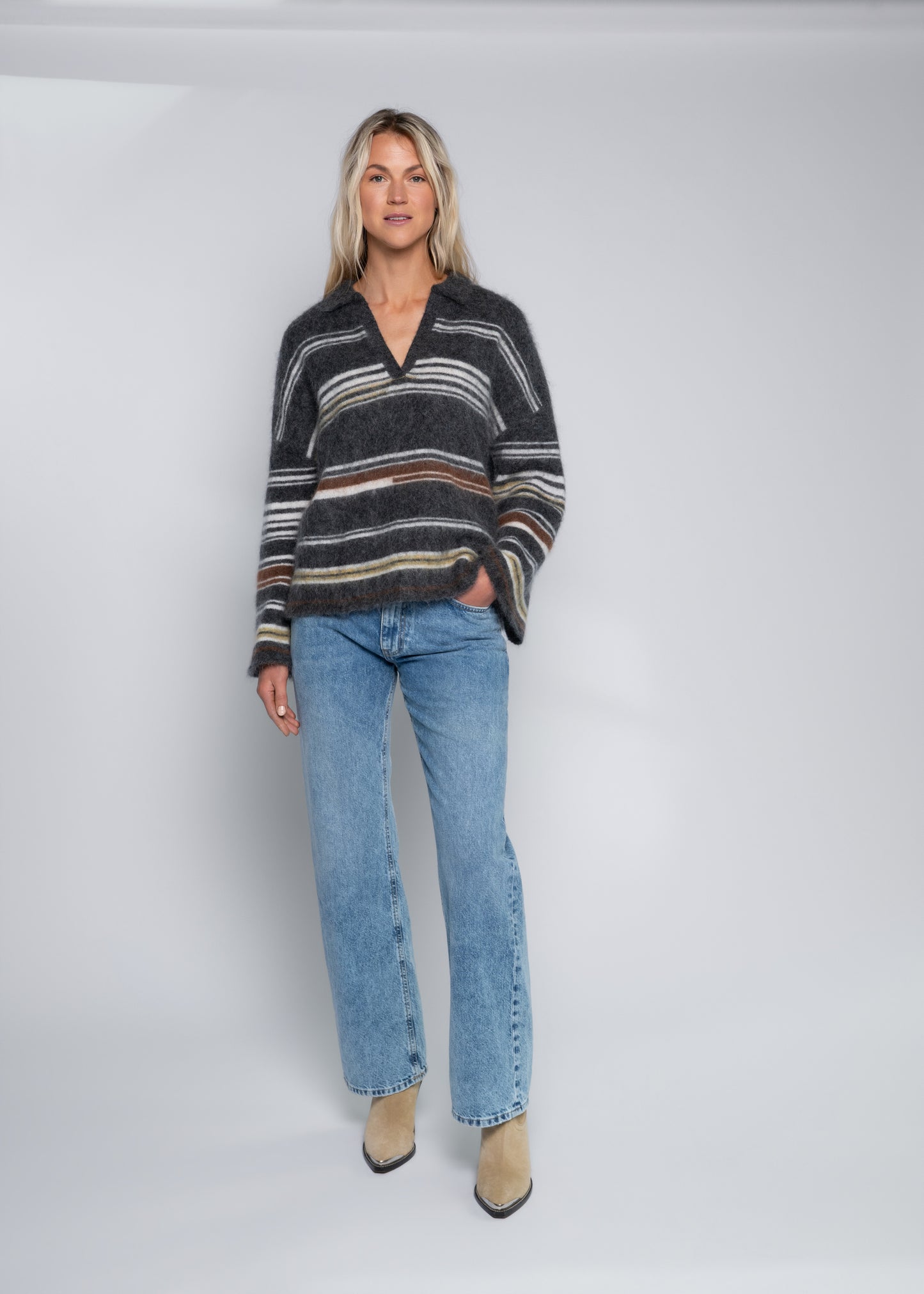 CTMH Arlene Grey Stripe Sweater