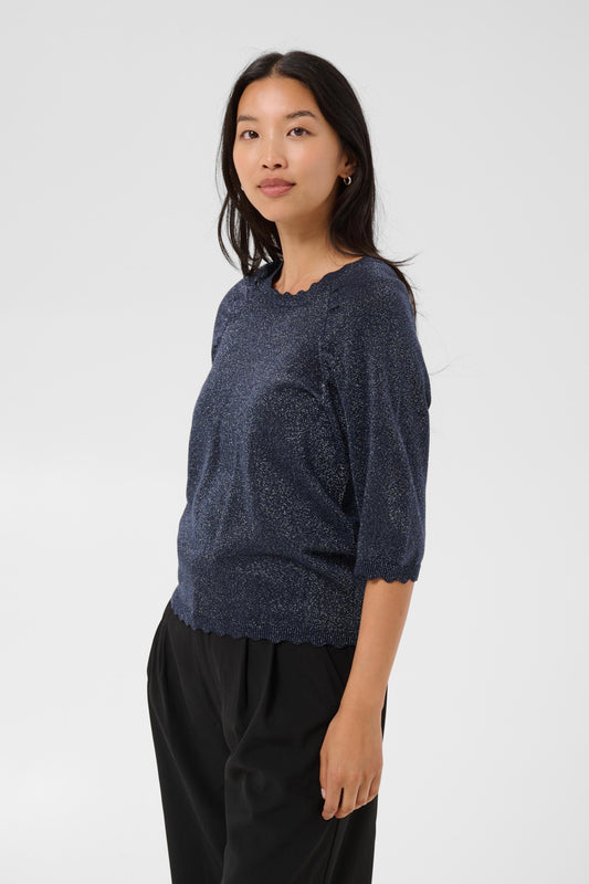 Part Two Dot Navy With Lurex Pullover