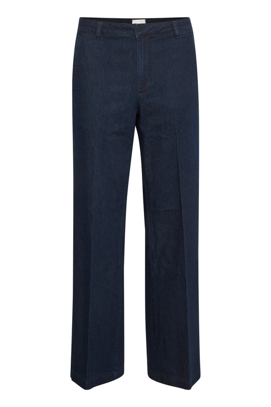 My Essential Wardrobe Lara Dark Blue Un-Wash Wide Pant