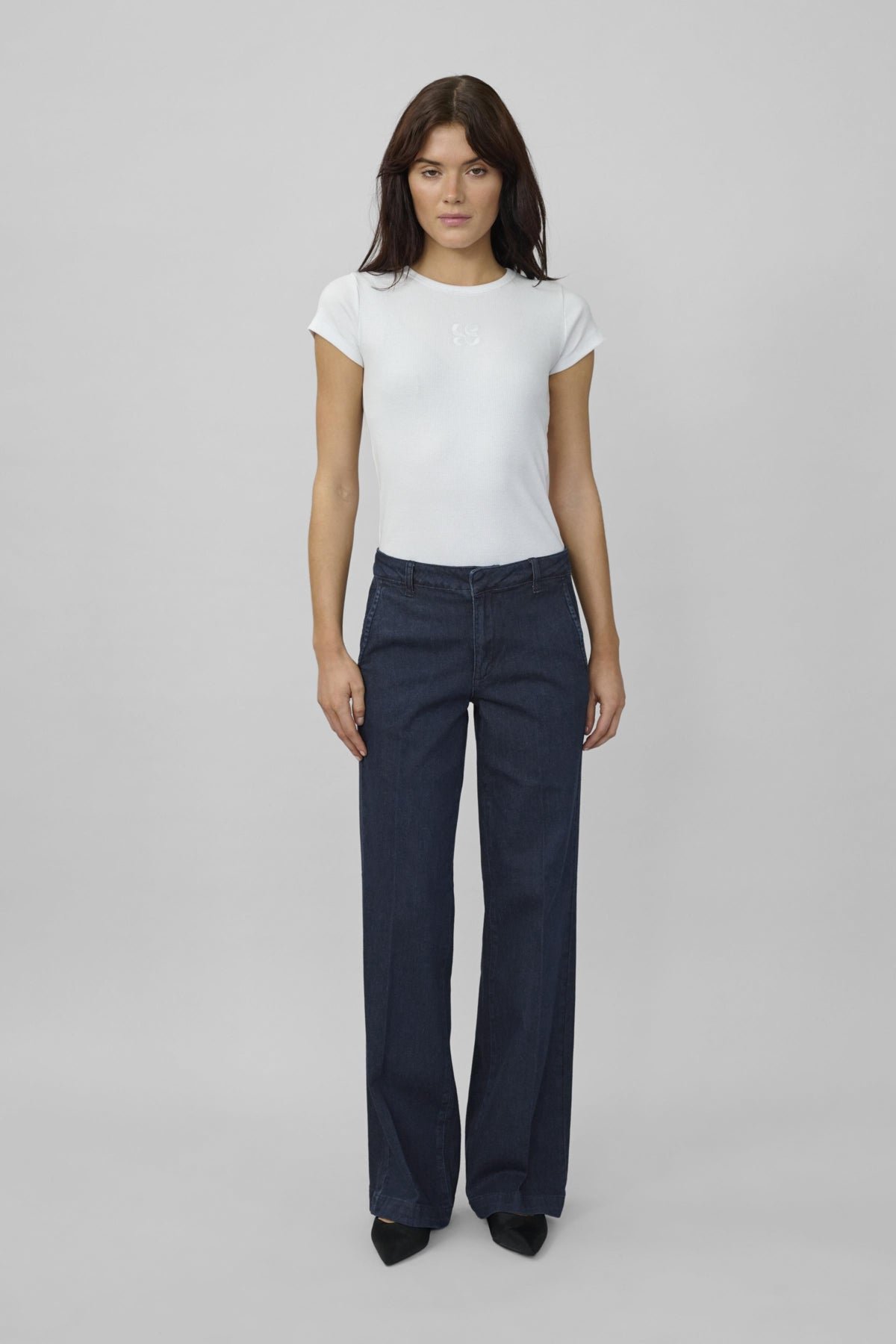 My Essential Wardrobe Lara Dark Blue Un-Wash Wide Pant