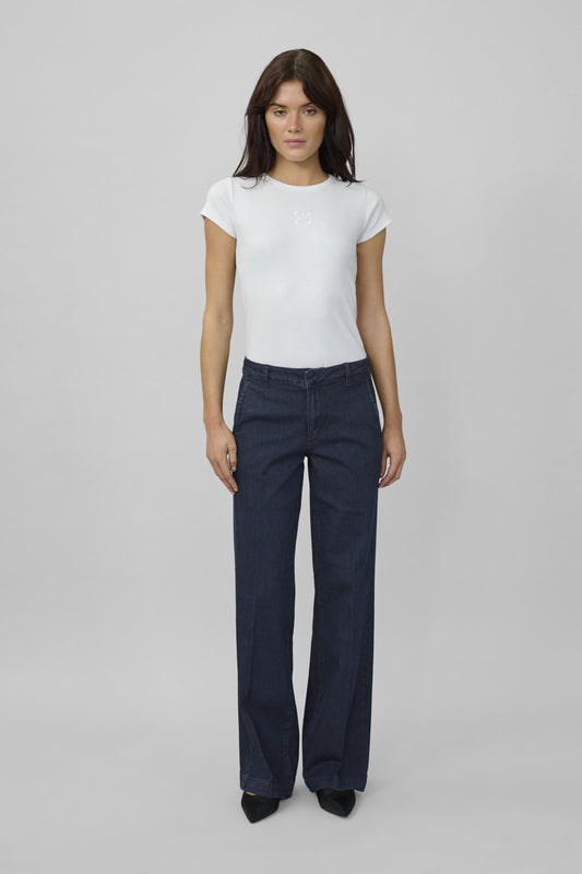 My Essential Wardrobe Lara Dark Blue Un-Wash Wide Pant