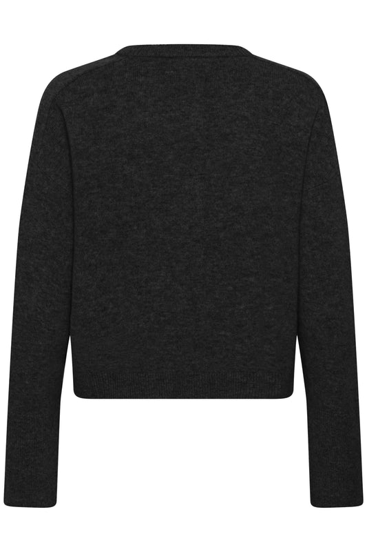 My Essential Wardrobe The Knit Dark Grey Melange Cardigan