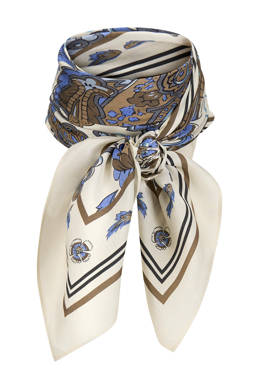Katrin Uri Paisley Cream Silk Scarf