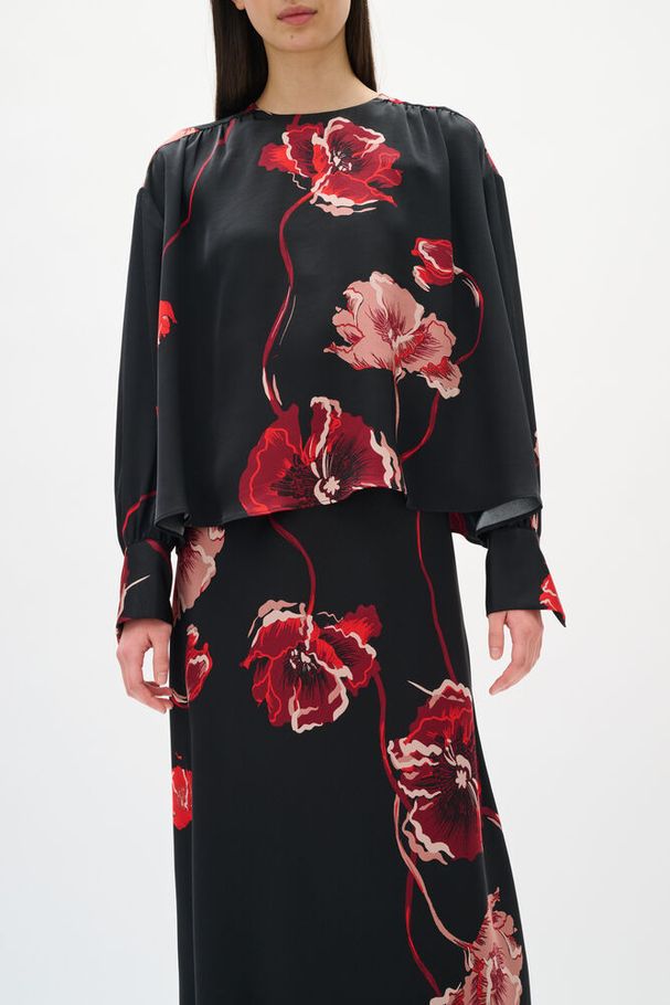 Inwear Dawn Black Poppy Rose Bluse