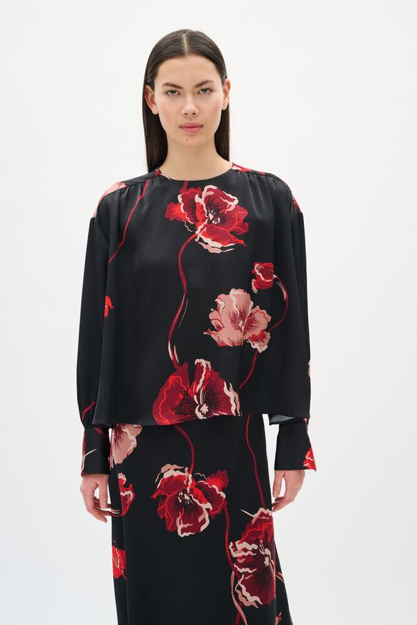 Inwear Dawn Black Poppy Rose Bluse