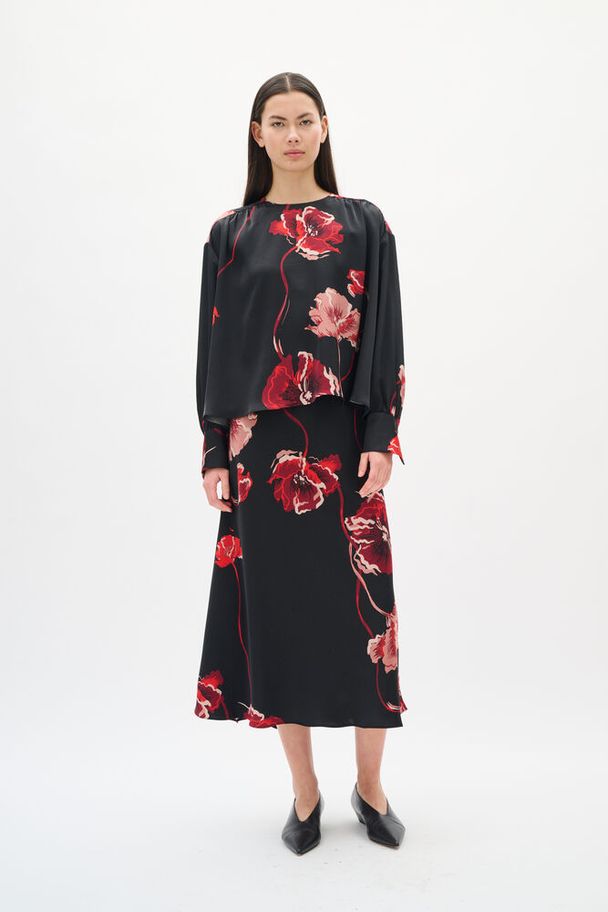 Inwear Dawn Black Poppy Rose Bluse