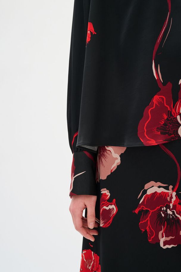 Inwear Dawn Black Poppy Rose Bluse