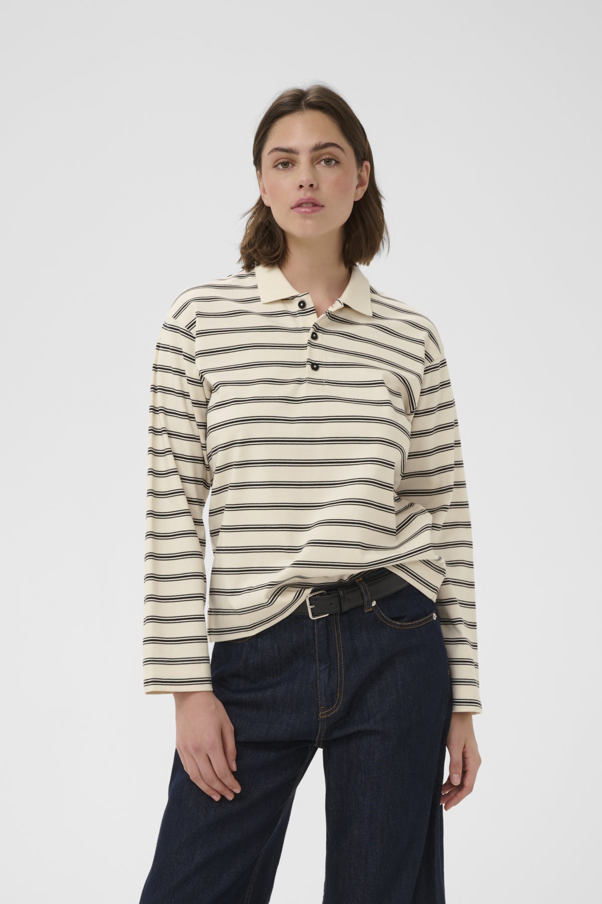 InWear Fikkia Vanilla Triple Stripe  Polo Tshirt