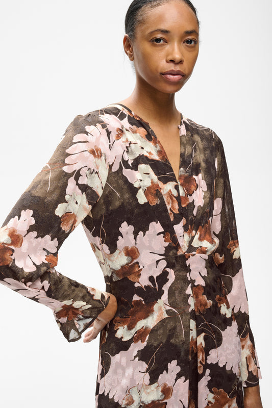 InWear Mason Brown W Pink Fall Leaves Kjole