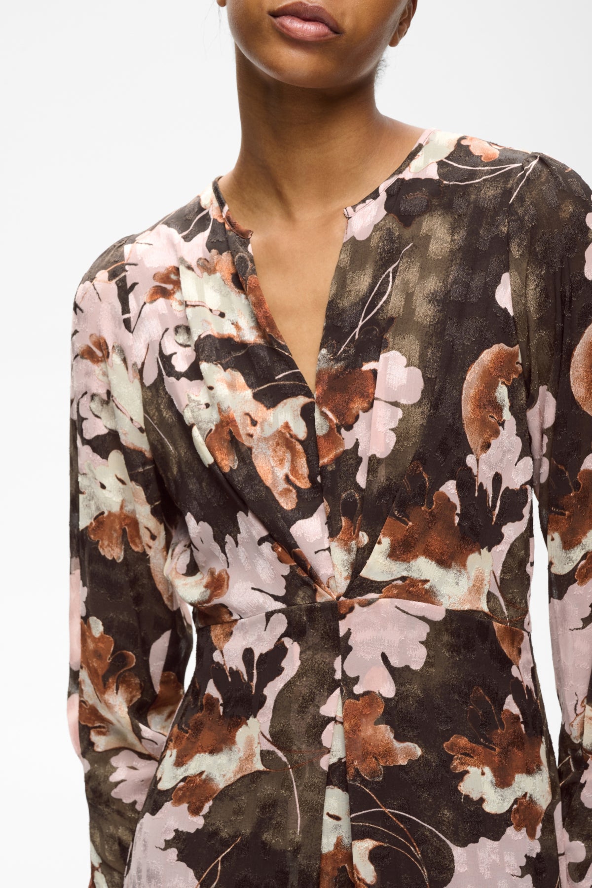 InWear Mason Brown W Pink Fall Leaves Kjole