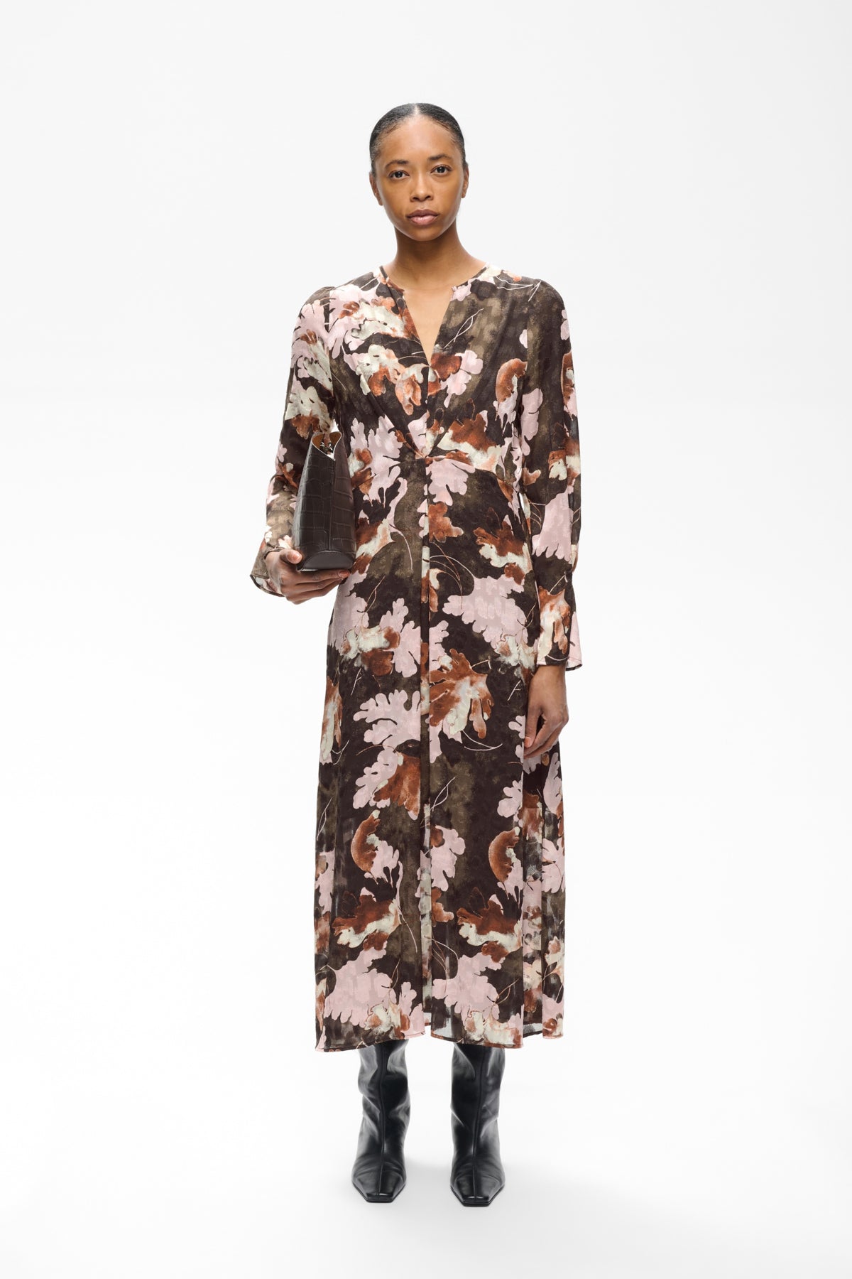 InWear Mason Brown W Pink Fall Leaves Kjole