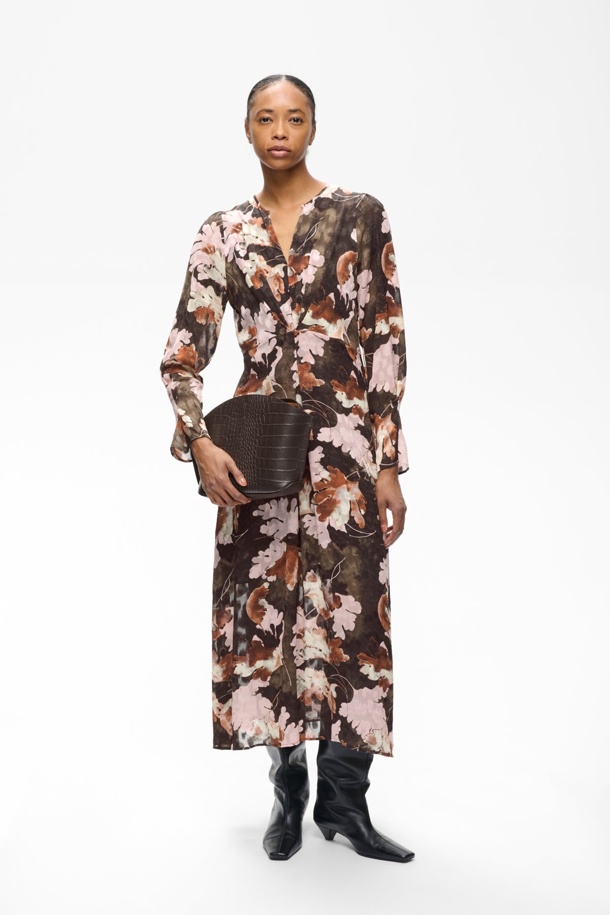 InWear Mason Brown W Pink Fall Leaves Kjole