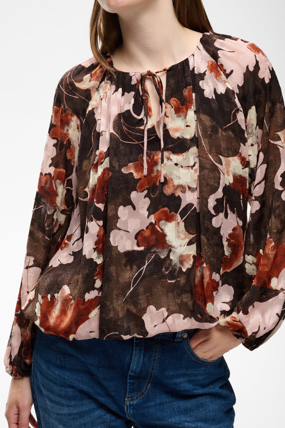 InWear Mason Balloon Brown W Pink Fall Leaves Bluse
