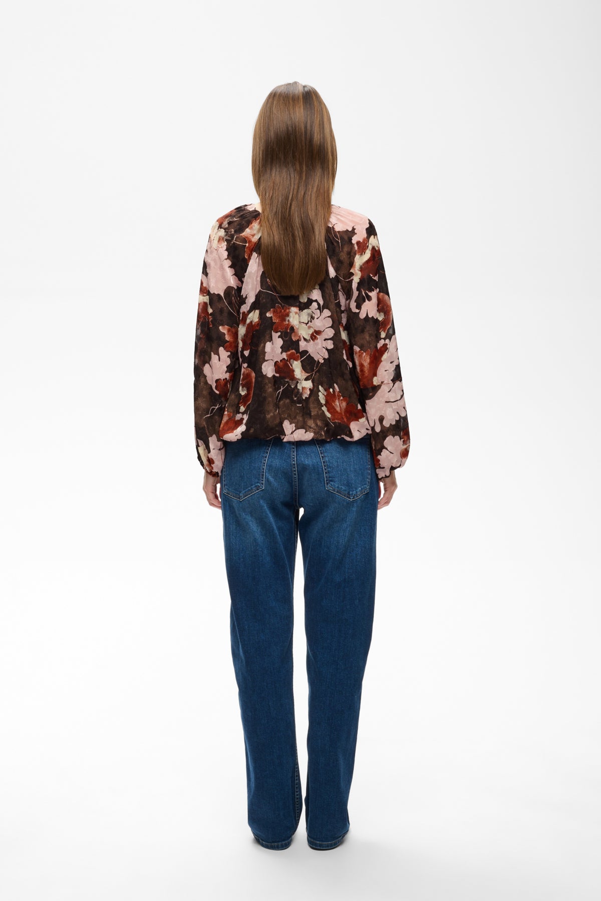 InWear Mason Balloon Brown W Pink Fall Leaves Bluse