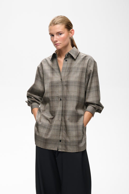 InWear Checkie Brown Fall Check Skjortejakke