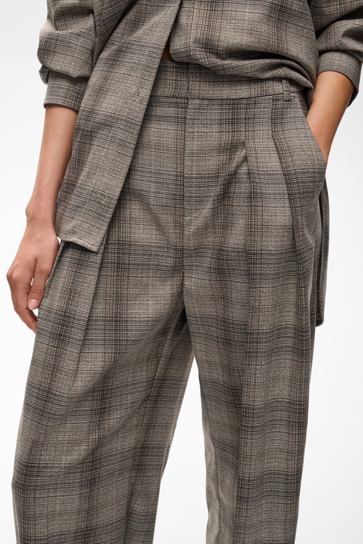 InWear Checkie Brown Fall Check Barrel Pant
