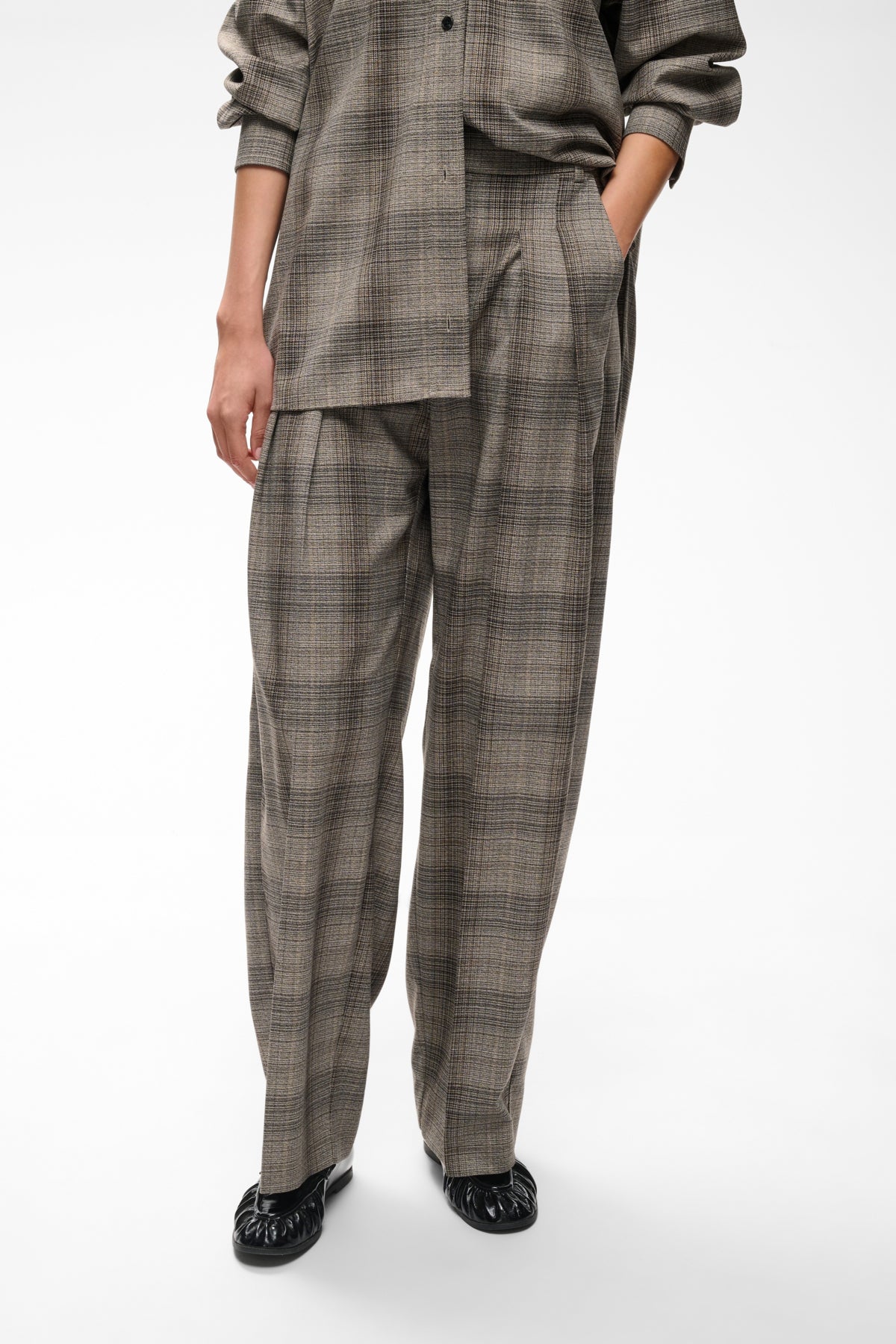 InWear Checkie Brown Fall Check Barrel Pant