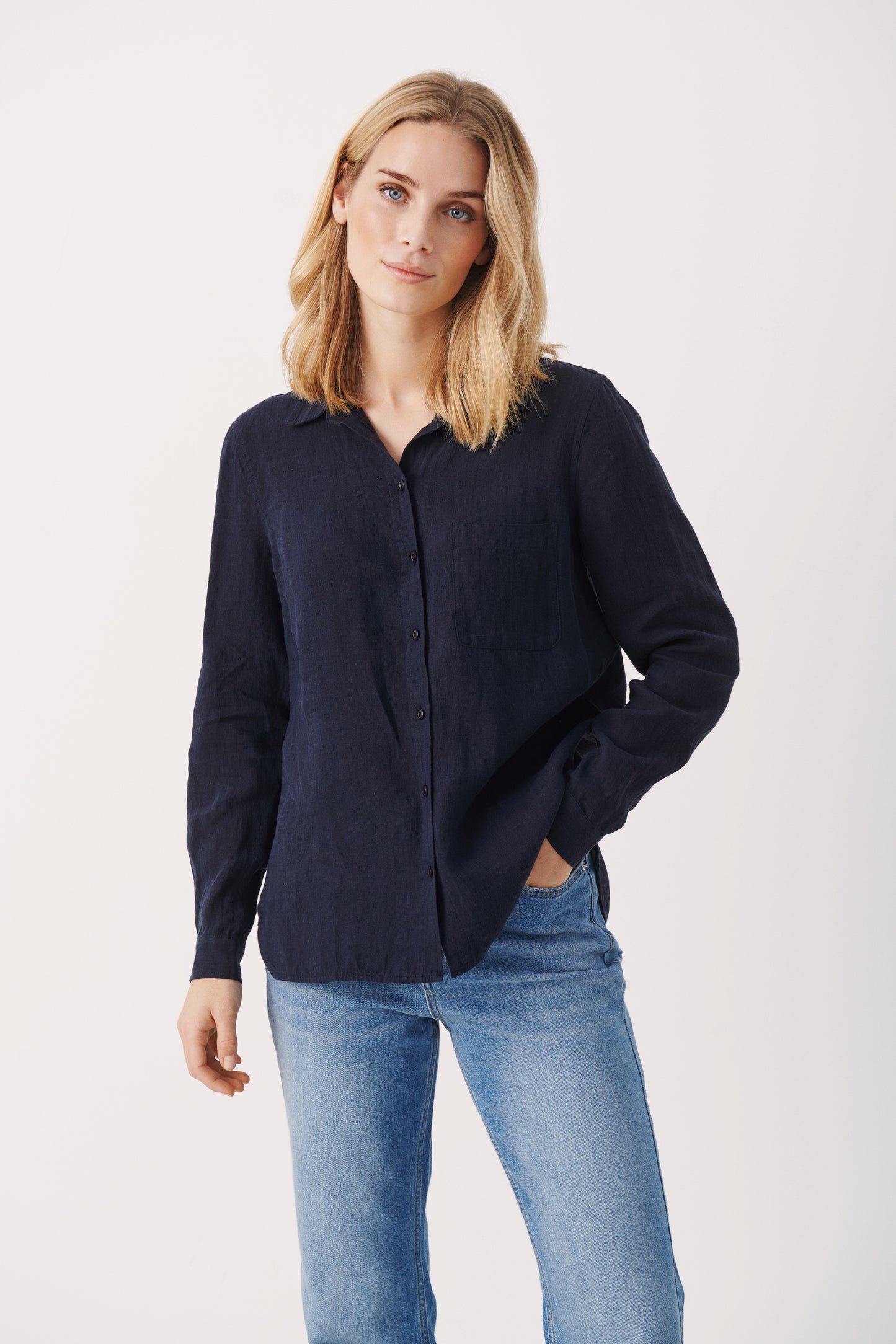 Part Two Kivas Marine Blå Skjorte