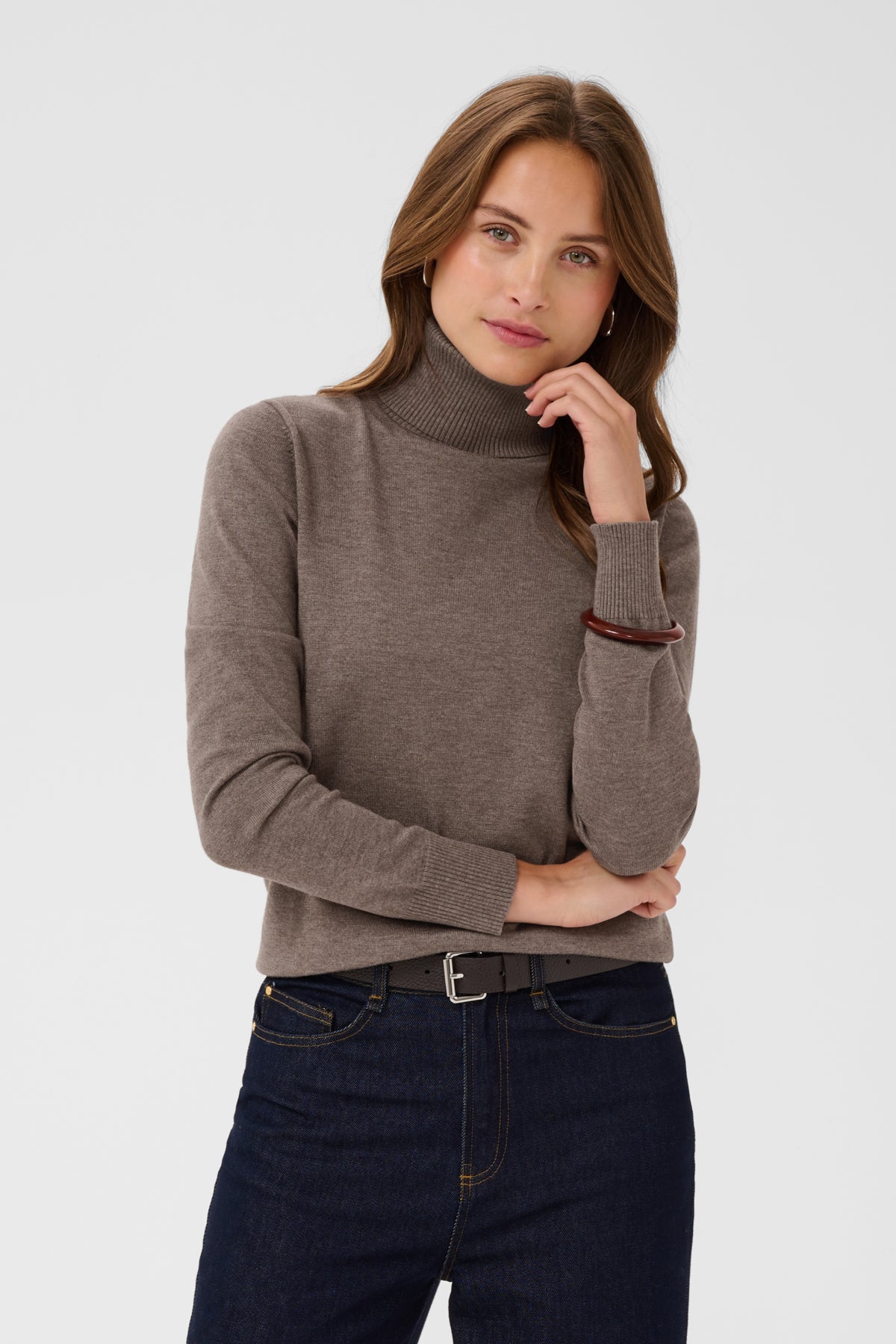 Saint Tropez Mila Rollneck Mink Melange Genser