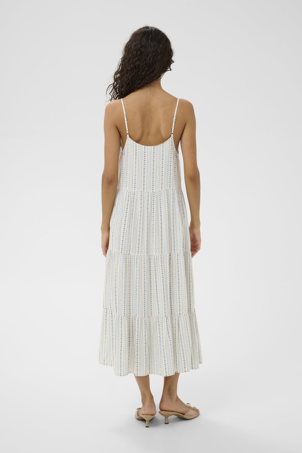 Saint Tropez Eda Maxi Strap Dress Ice Vallarta Flower Strip