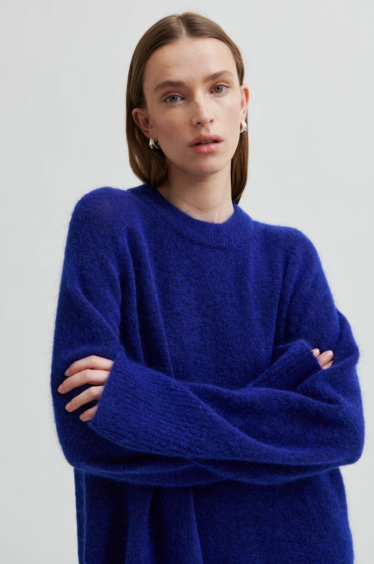 Second Female Brookline Knit Ragland Mazarine Blue O-Neck