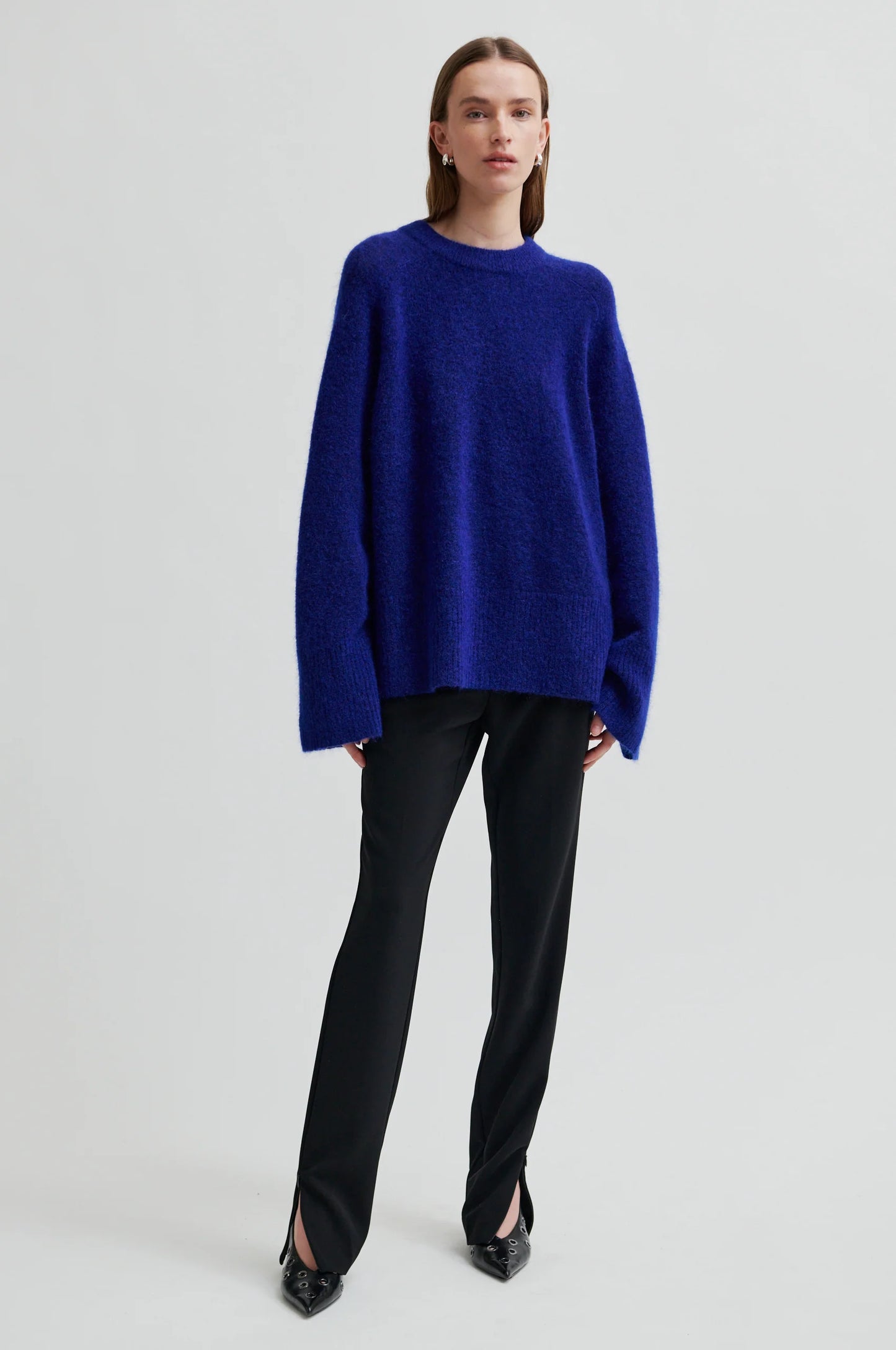 Second Female Brookline Knit Ragland Mazarine Blue O-Neck