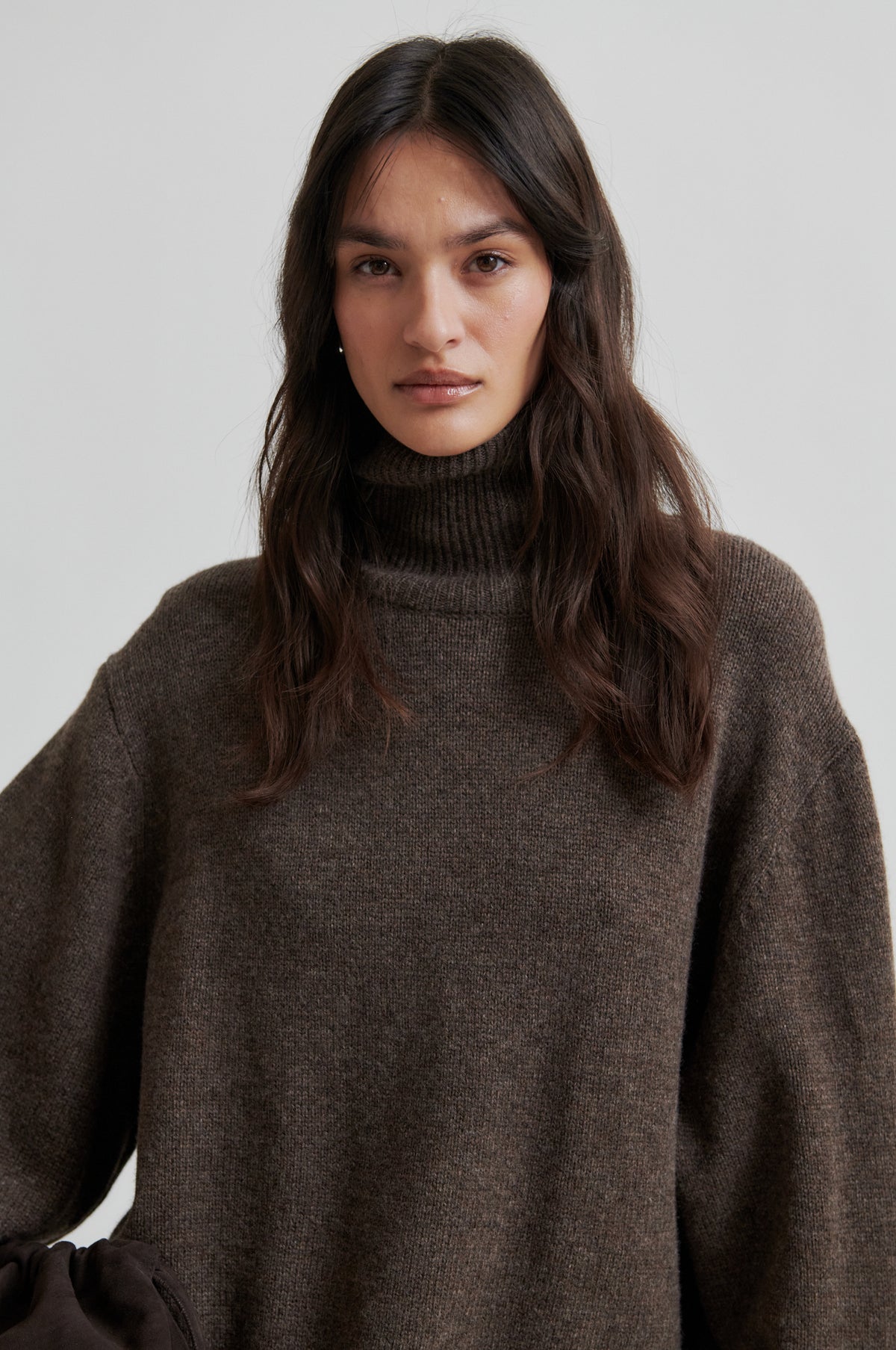Second Female Alpha Dark Brown Knit T-Neck