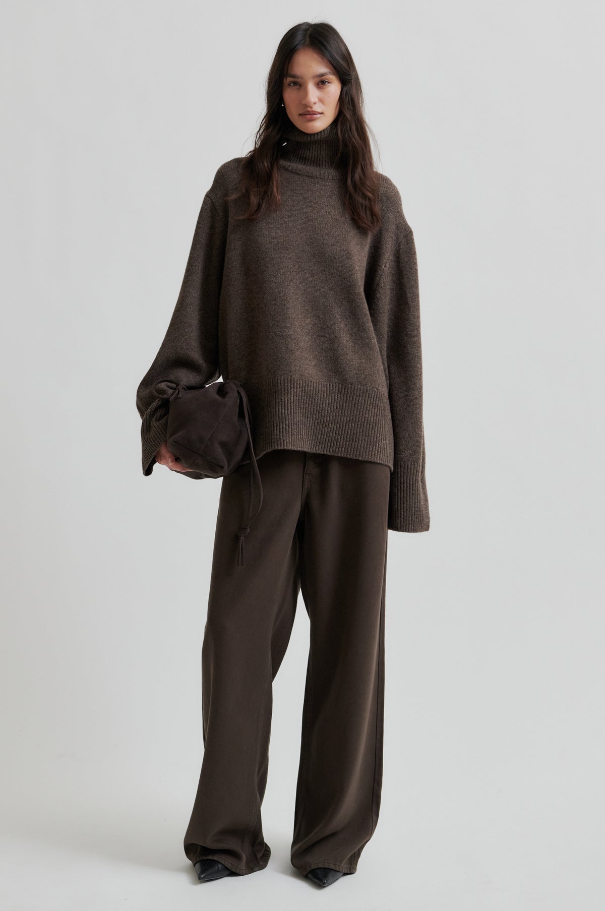 Second Female Alpha Dark Brown Knit T-Neck