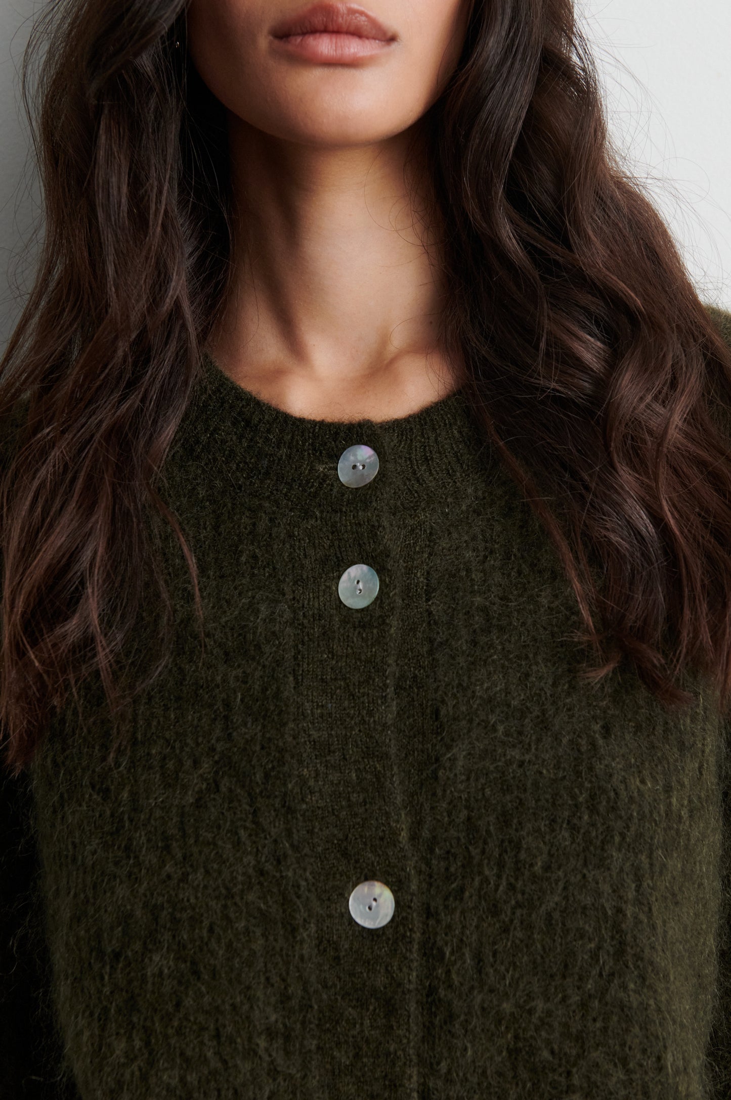 Second Female Andrea Knit LS Black Olive Cardigan