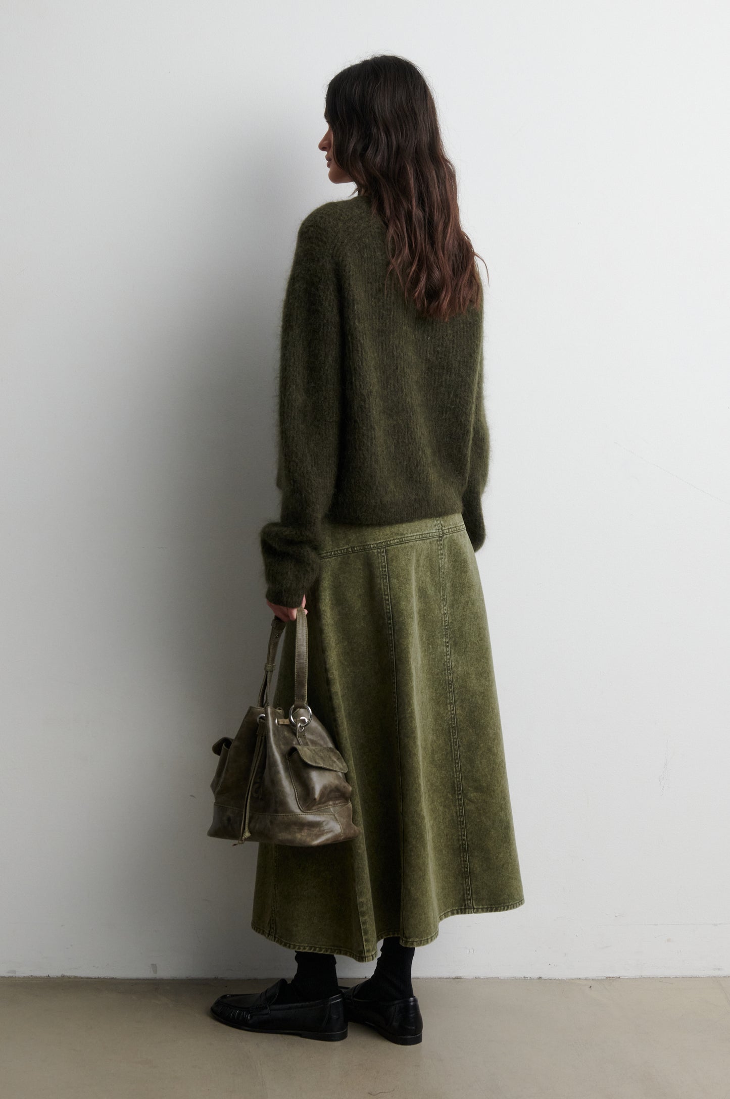 Second Female Andrea Knit LS Black Olive Cardigan