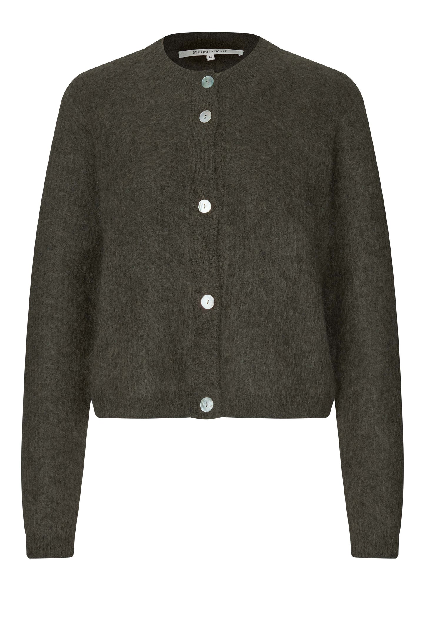 Second Female Andrea Knit LS Black Olive Cardigan