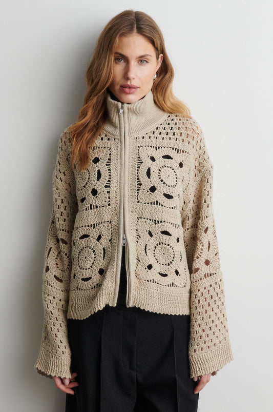Second Female Crosette Knit Cardigan Camel