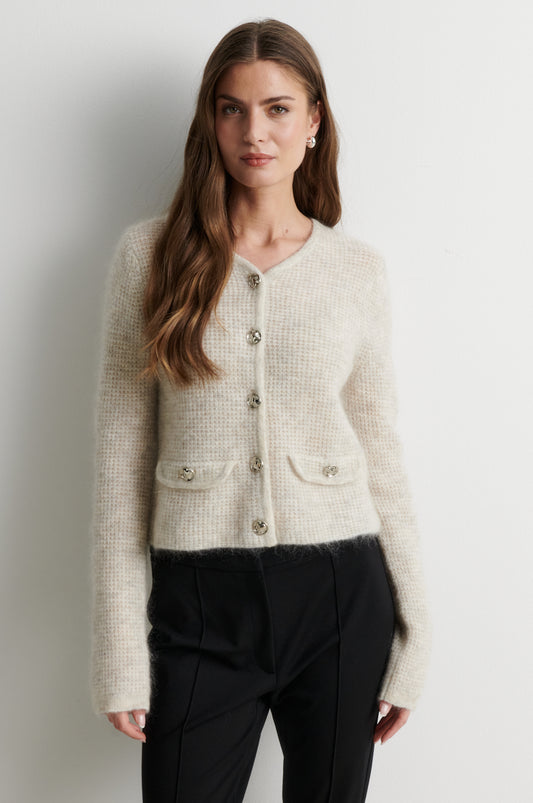 Second Female Andrea Knit Structure Birch Cardigan