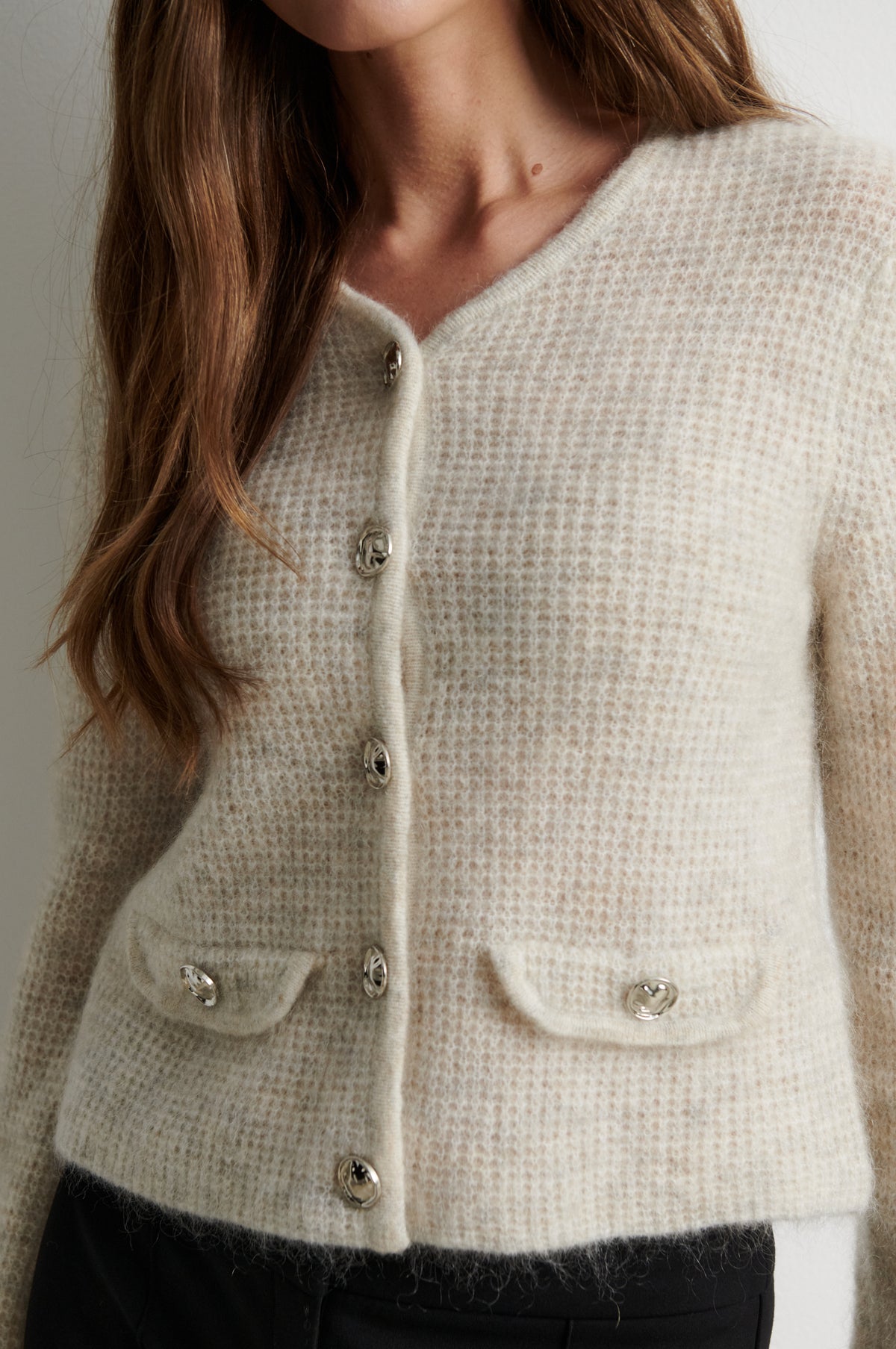 Second Female Andrea Knit Structure Birch Cardigan