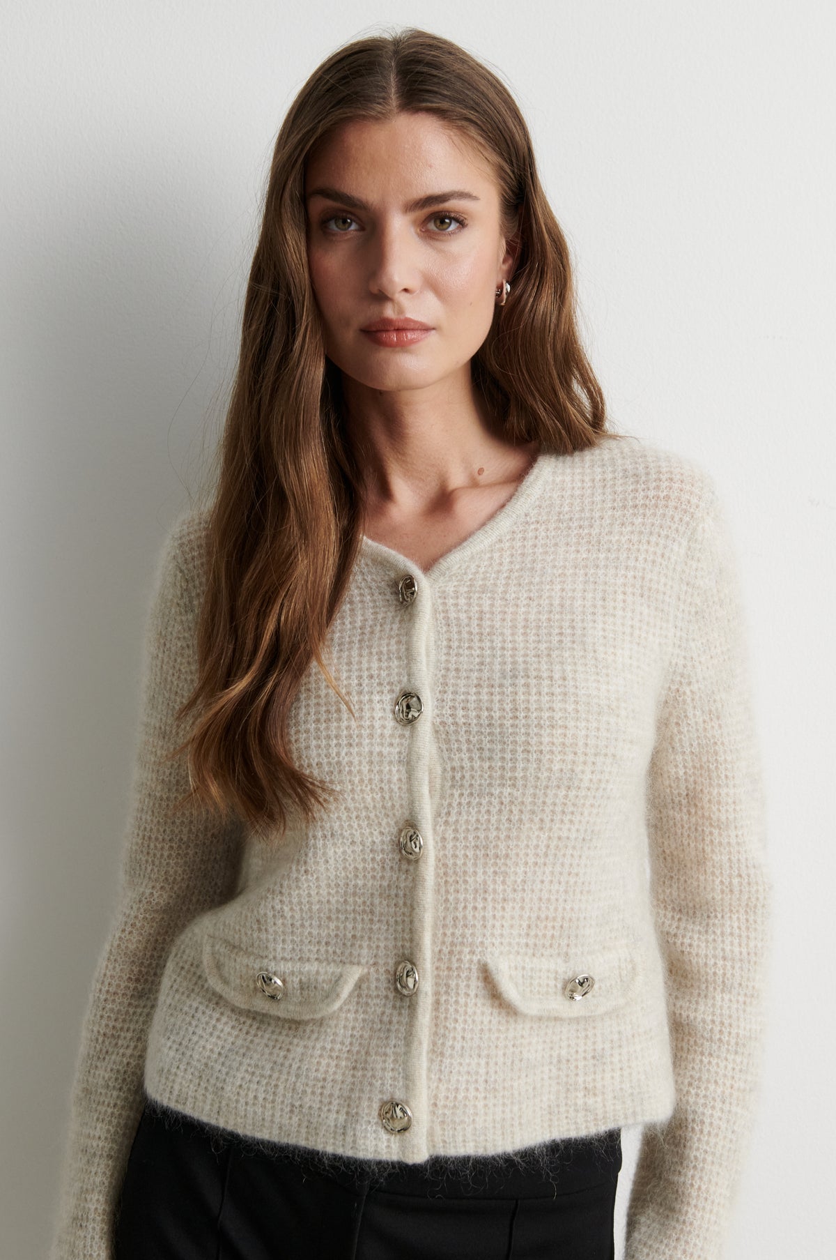 Second Female Andrea Knit Structure Birch Cardigan