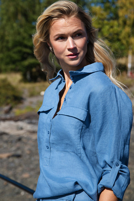 CTMH Libby Washed Blue Shirt