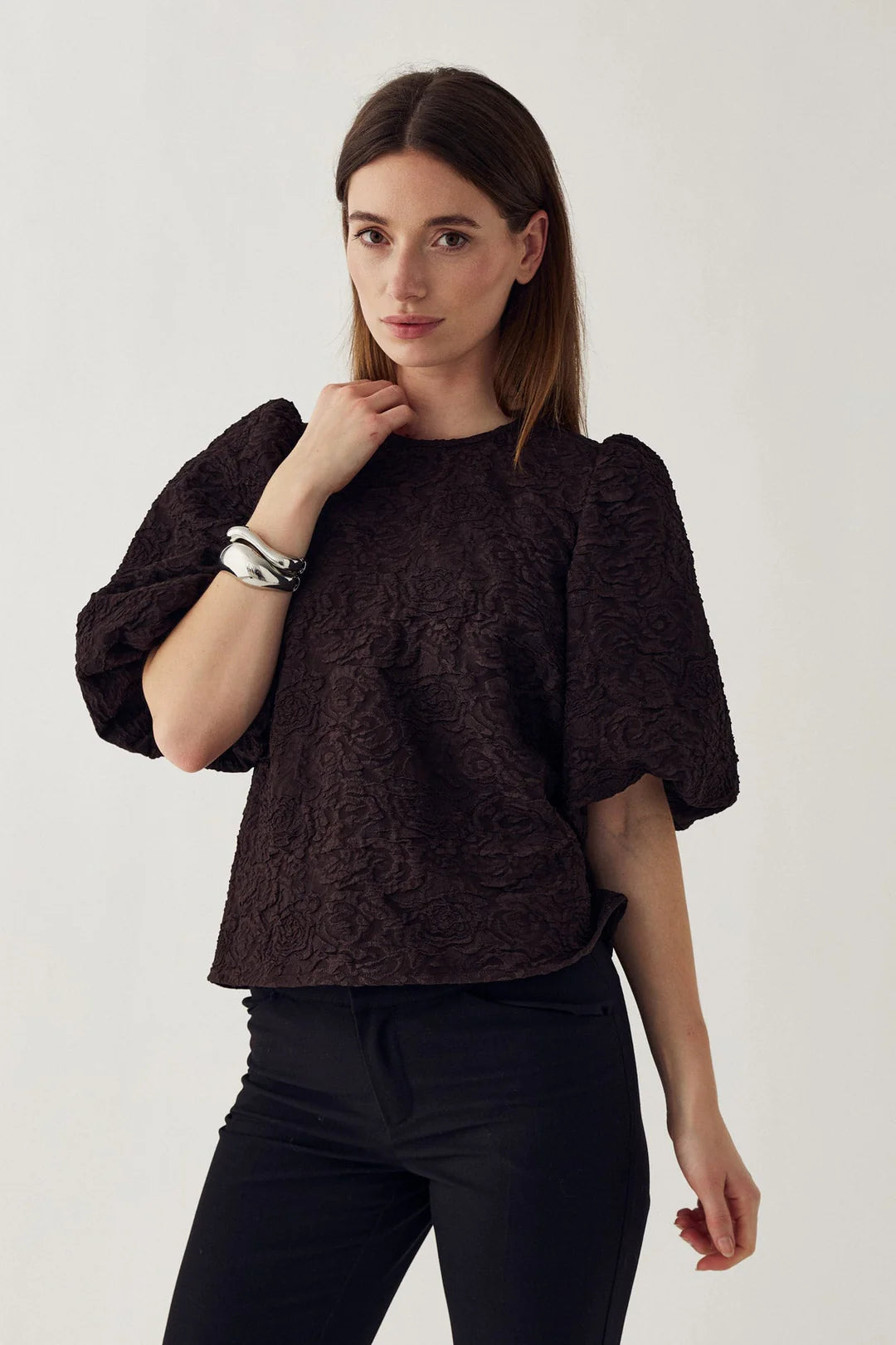 Noella Shelly Chocolate Bluse