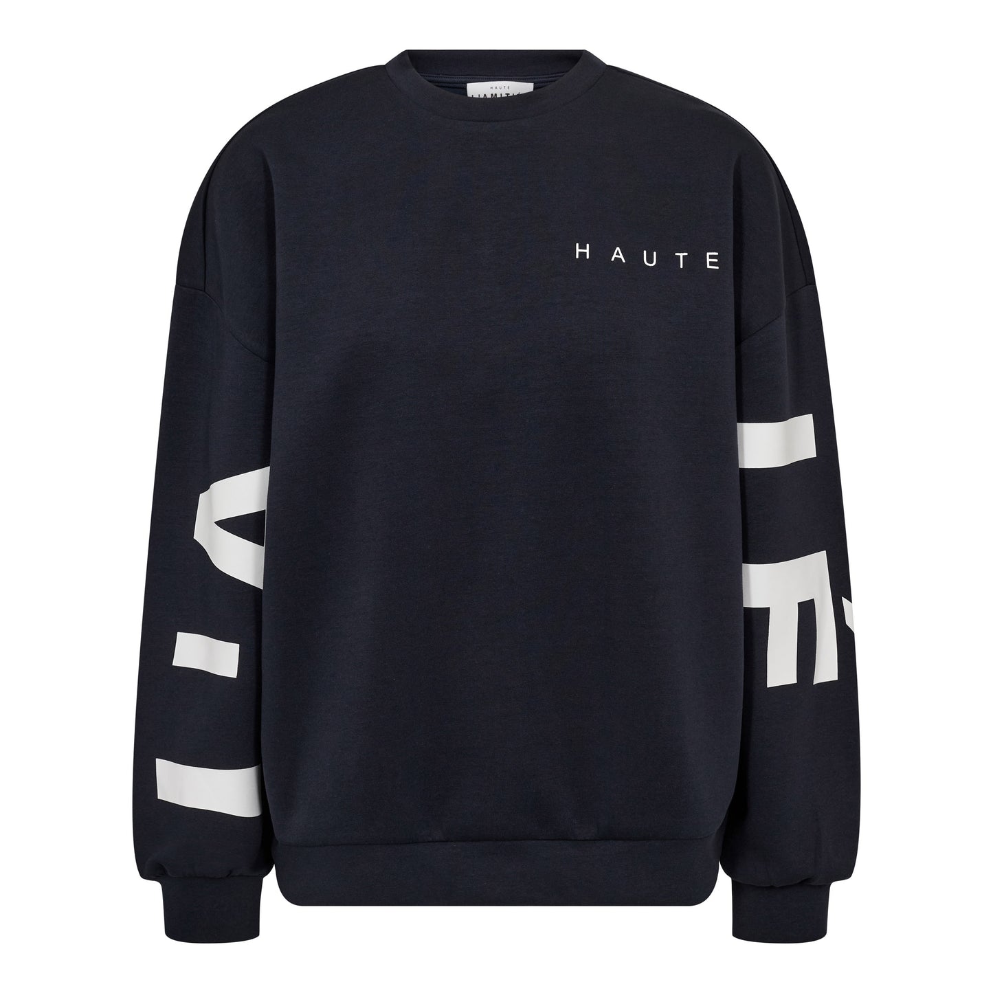 HAUTE L`AMITIE Maxi Split Logo Navy Sweat