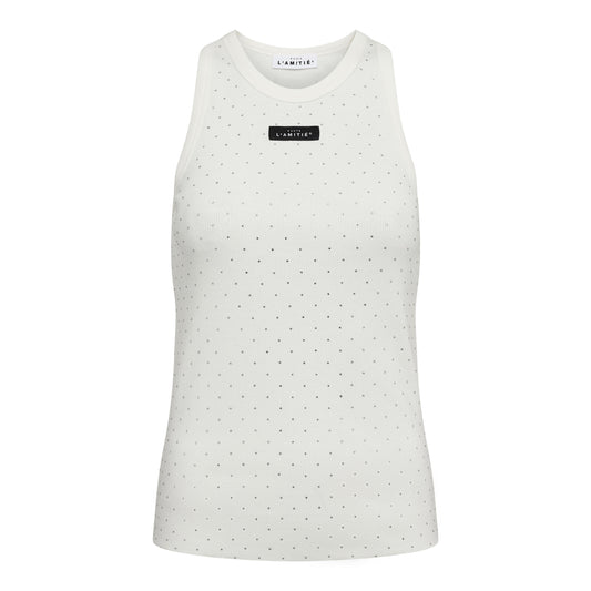 HAUTE L`AMITIE Rib Badge Stone Offwhite Tank