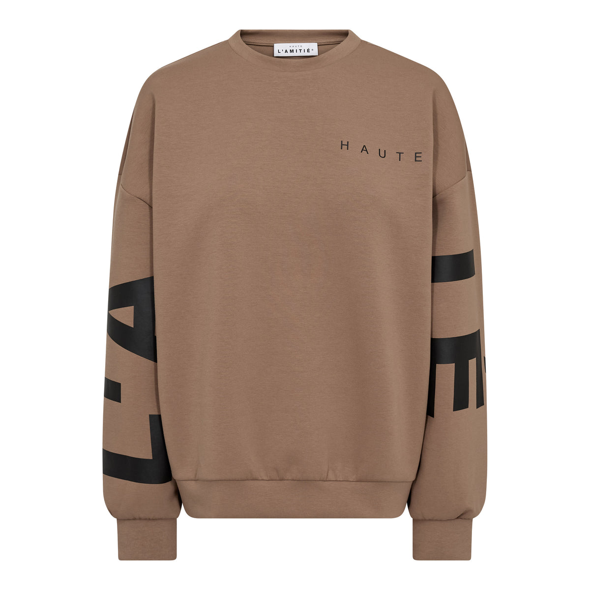 HAUTE L`AMITIE Maxi Split Logo Walnut Sweat