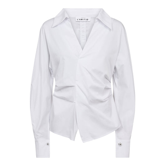HAUTE L'AMITIE Bell Zip Ball Hvit Skjorte