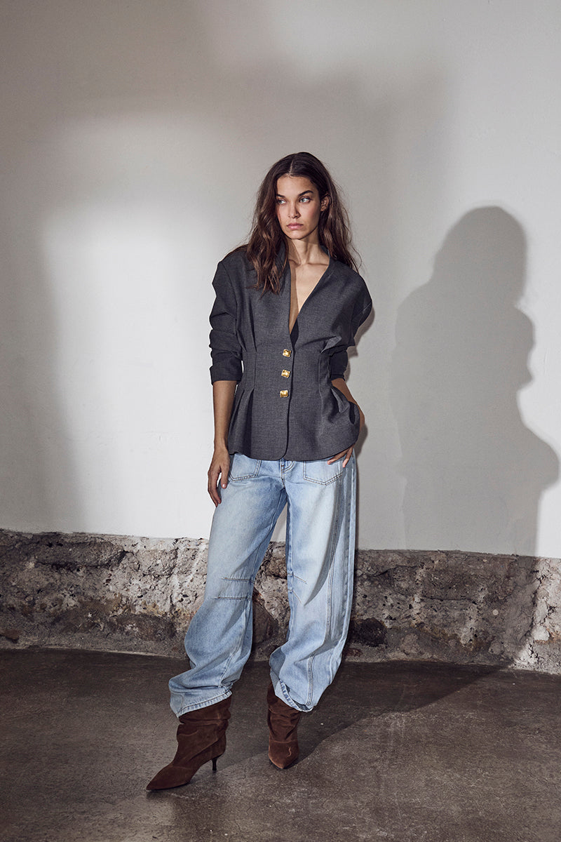 HAUTE L'AMITIE Enna Waist Grå Blazer