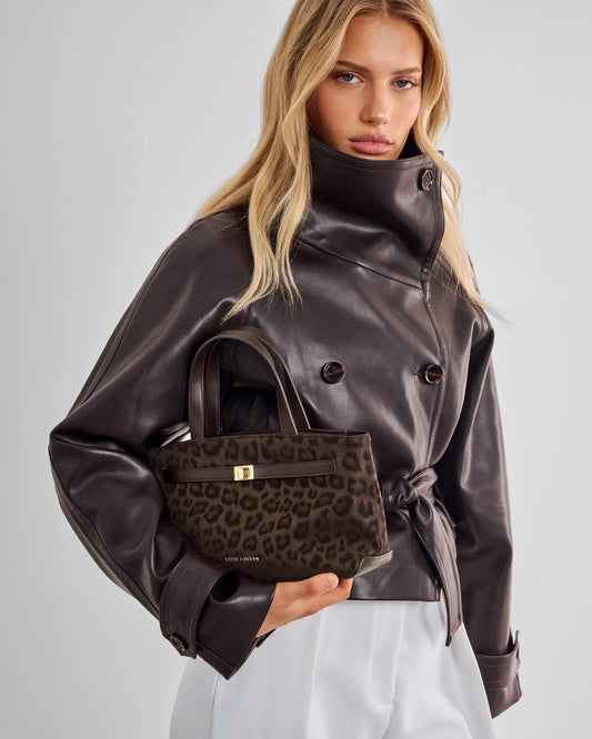Katie Loxton Orin Top Handle Chocolate Leopard Bag