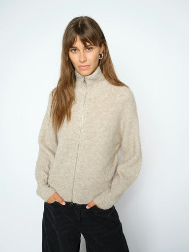 Mos Mosh Thora Knit Zip Feather Grey Cardigan